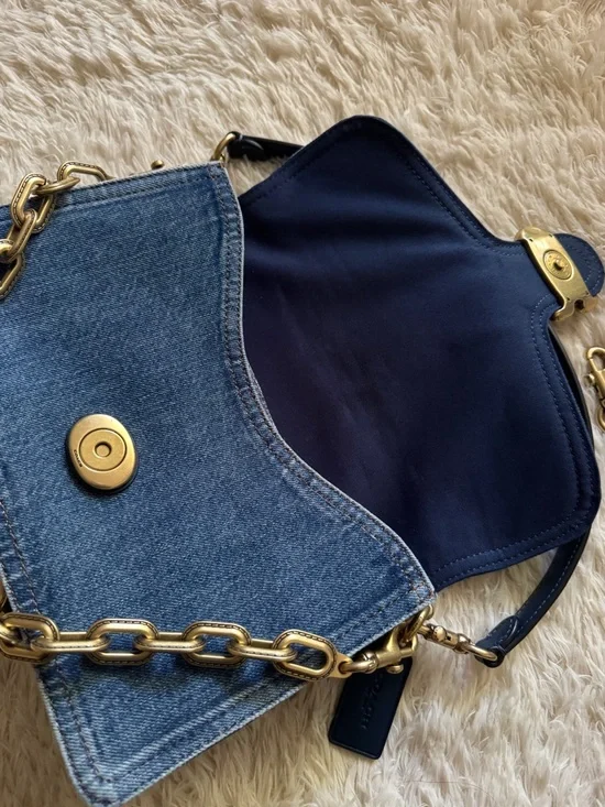 Coach Chain Tabby 26 Denim Shoulder Bag - Picture 12 of 16